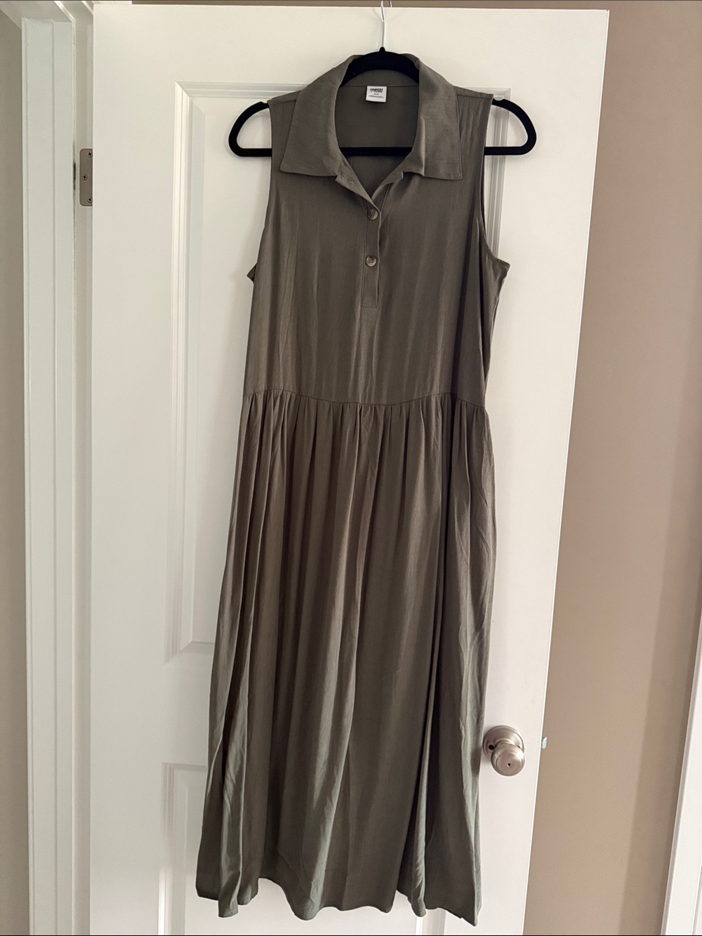 Smash + Tess Olive Sleeveless Collared Midi Dress